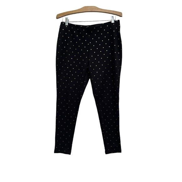 Chico’s leggings black‎ gold polka dots size Medium - Picture 1 of 3